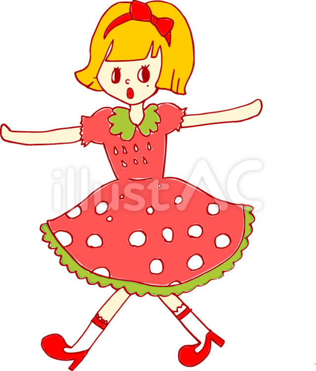 strawberrygirl オンナノコ,素材,歩くのイラスト素材