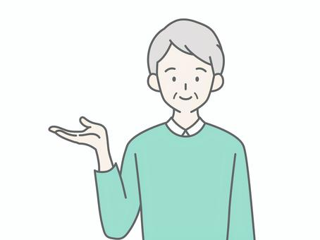 紹介するシニア男性 紹介するシニア男性 人物,男,祖父,おじいちゃん,老人,高齢者,お年寄り,シニア,白髪,紹介のイラスト素材