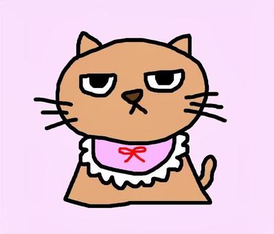 飼い主と趣味が合わないネコ ネコ,スタイ,首輪,フリフリ,不満のイラスト素材