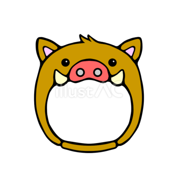 イノシシの被り物A 猪,干支,顔ハメのイラスト素材