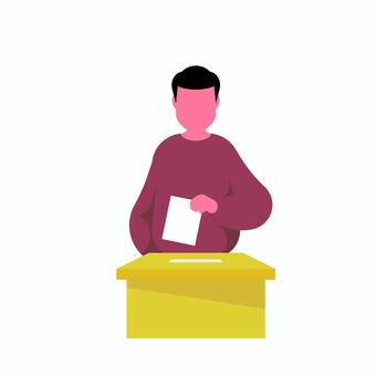 人物 039 男性,投票,箱,選挙,社会,人物,投票用紙,行動,シンプル,平面のイラスト素材