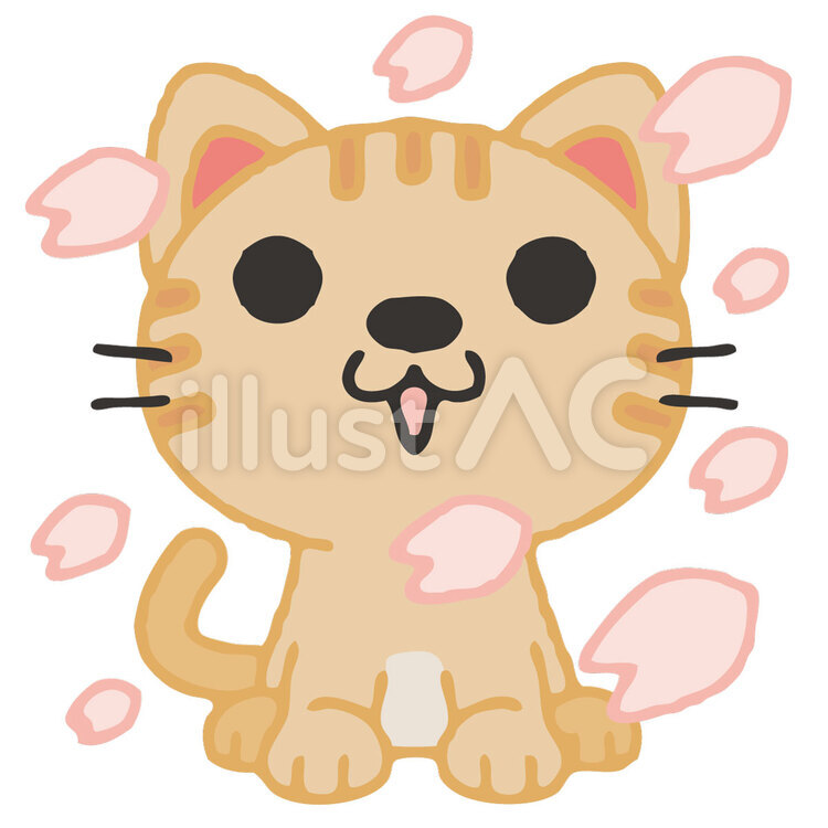 【カラー季節・春】ネコちゃん素材0001 ネコ,猫,動物のイラスト素材