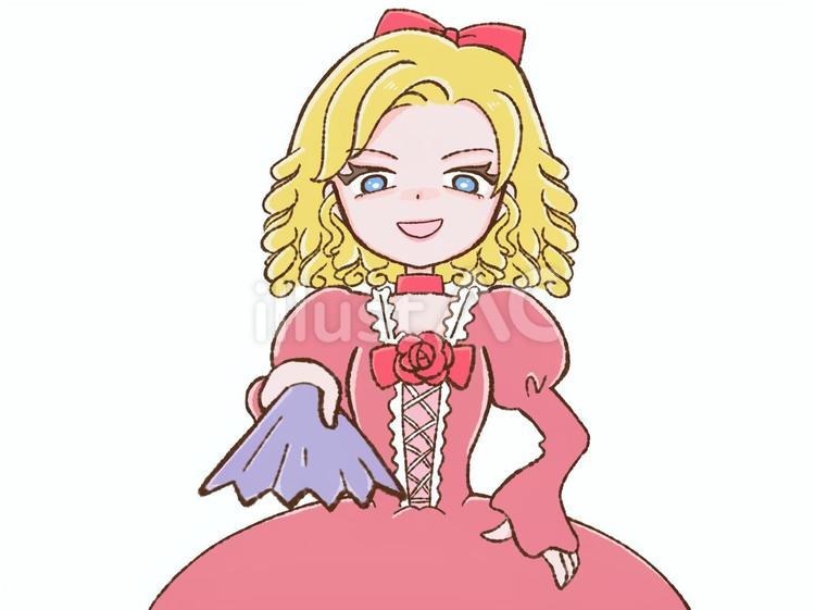 扇を持つ令嬢 ドヤ顔,睨む,煽るのイラスト素材
