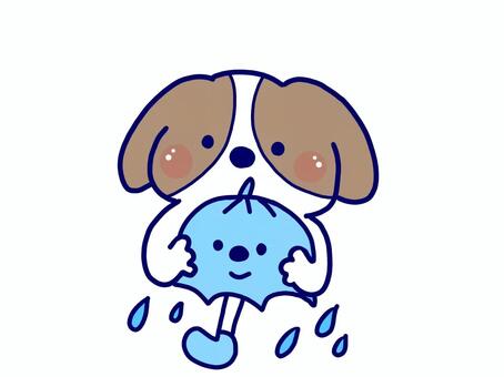 雨の傘を持つキャバリア 犬,キャバリア,天気,雨,傘,保護犬,家庭犬,小型犬,中型犬,無料のイラスト素材