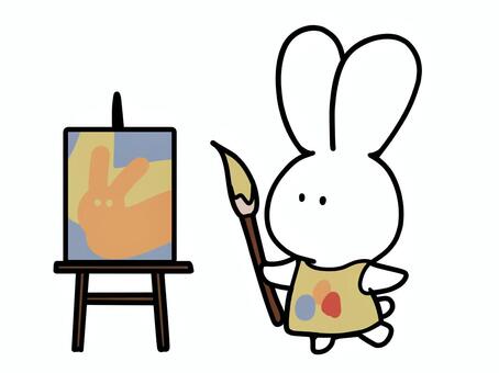 お絵描きうさぎ うさぎ,お絵描き,動物,かわいい,シンプル,芸術,趣味のイラスト素材