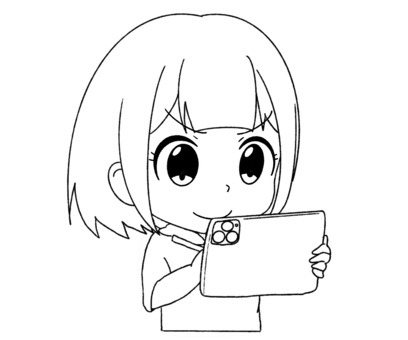 Girl using a tablet (line drawing), JPG and PNG Girl using a tablet (line drawing), tablet, use, girl, JPG and PNG