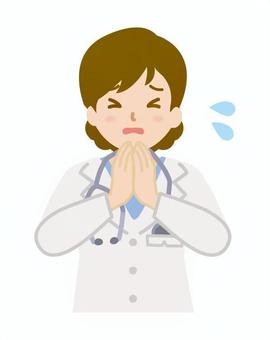 お願いしている女医_上半身1 お願いしている女医_上半身1 女医,医者,女性,女,聴診器,人物,必死,頼む,お願い,手を合わせるのイラスト素材