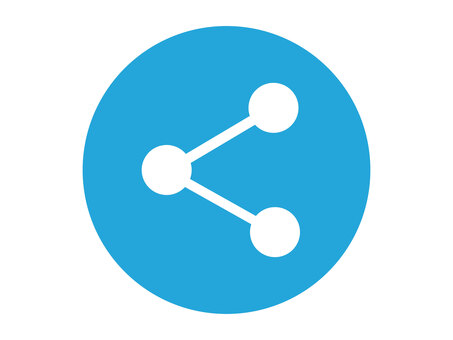 丸入り共有アイコン（青） 共有,アイコン,シェア,リンク,ビジネス,sns,拡散,インターネット,web,グループのイラスト素材