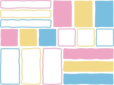 手書き風　ラフな線のフレームセットa フレーム,セット,落書き,手描き,手書き,カラフル,飾り枠,あしらい,ライン,点線のイラスト素材