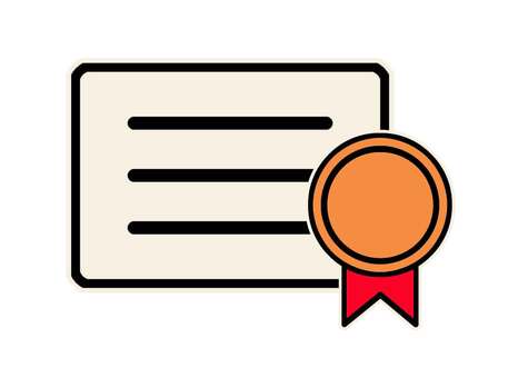 賞状・資格アイコン 資格,賞状,認定証,授与,表彰状,証書,ライセンス,功労,挿絵,スキルのイラスト素材