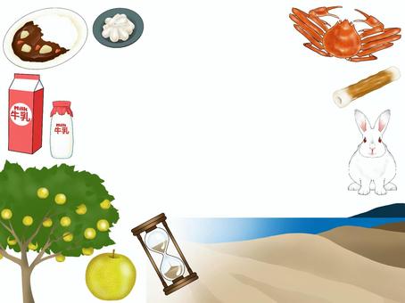 鳥取県のイメージフレーム 鳥取,鳥取県,イメージ,フレーム,代表,都道府県,砂丘,アイコン,シンボル,ズワイガニのイラスト素材