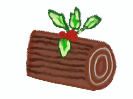 ビュッシュ・ド・ノエル 食べ物,ビュッシュドノエル,ブッシュデノエル,クリスマスケーキ,デザート,スイーツ,冬,チョコレートケーキ,クレヨン,手書きのイラスト素材