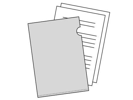 書類をクリアファイルに入れる　グレー 書類,クリアファイル,入れる,挟む,資料,差し込む,プリント,罫線,ライン,紙のイラスト素材