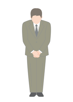 お辞儀するスーツの男性2 お辞儀,謝罪,お知らせ,お礼,敬意,男性,人,1人,全身のイラスト素材