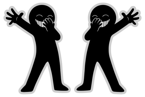 にやけ顔の悪人Ｆ口に手 悪人,にやける,悪,悪役,悪意,嘲笑,あざけ笑い,悪行,いたずら,ずるのイラスト素材