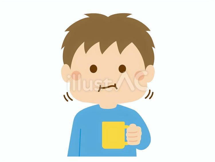ブクブクうがい こども,うがい,ブクブクのイラスト素材