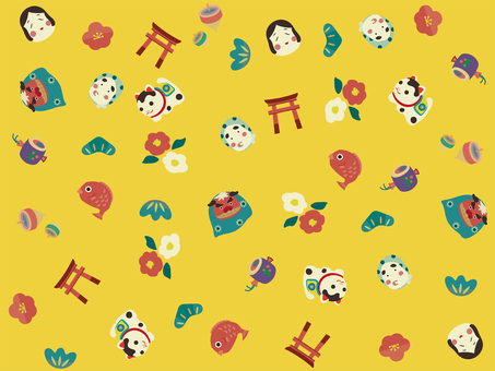 可愛い正月小物のパターン柄2 可愛い正月小物のパターン柄2 正月,パターン,柄,背景,お正月,かわいい,テクスチャー,模様,年賀状,年賀ハガキのイラスト素材