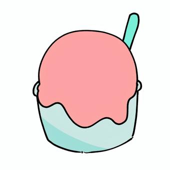 溶けてるカップアイス 溶ける,カップ,アイス,暑い,甘い,冷たい,夏,食べ物,美味しい,ピンクのイラスト素材
