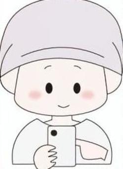 医療用帽子　スマホ 医療用帽子,スマホ,スマートフォン,携帯電話,ケア帽子,治療中,抗がん剤,がん,帽子,患者のイラスト素材