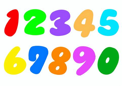 まあるい　手描き数字　カラー 数字,丸い,丸い数字,カラー,かわいい,ポップ,１,２,３,４のイラスト素材