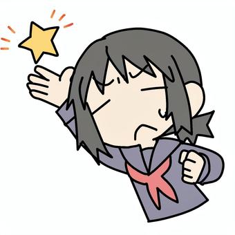 星と困る学生少女 学生,困る,星,お気に入り,焦る,汗,不安,疑問,困惑,悩むのイラスト素材