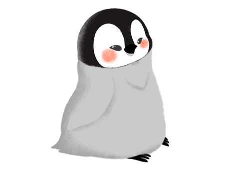 手描き風 コウテイペンギンのヒナ2 ペンギン,ヒナ,もふもふ,かわいい,シンプル,手描き風のイラスト素材