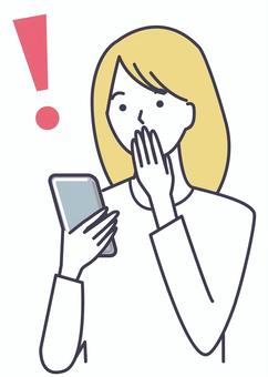 スマホを見てびっくりする女性1 スマホを見てびっくりする女性1 スマホ,女性,びっくり,気づき,10代,20代,30代,携帯,ケータイのイラスト素材