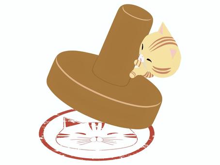 スタンプ_猫 スタンプ,猫,ちゃとら,笑顔,動物,かわいい,スタンプラリー,押すのイラスト素材