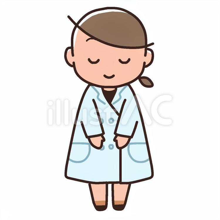 白衣の女性＿お辞儀 人物,白衣,お辞儀のイラスト素材