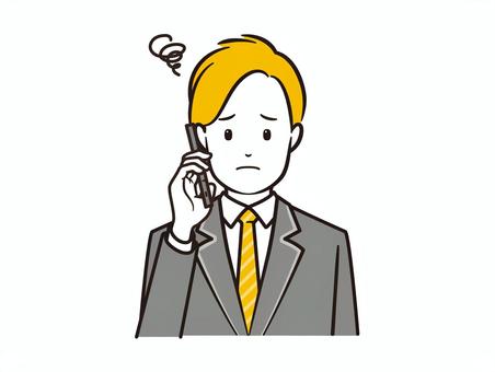 スマホ通話で困惑するブレザー男子学生 スマホ,スマートフォン,電話,通話,学生,高校生,生徒,男子学生,男子,困惑のイラスト素材