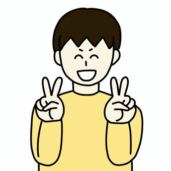 ダブルピースをする人