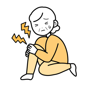 シンプル膝痛いおばちゃん（y） シンプル,人,女,おばちゃん,おばあちゃん,祖母,痛い,痛み,痛む,膝のイラスト素材