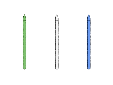 プラスチッククレヨン(グリーン・白・青) プラスチッククレヨン,文房具,学校,勉強,グリーン,ホワイト,ブルー,手描きのイラスト素材