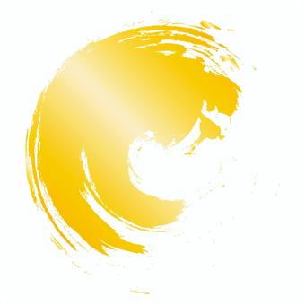 金色のインクと筆で描いた丸いあしらい あしらい,インク,筆跡,筆,金色,ゴールド,豪華,華やか,背景,装飾のイラスト素材