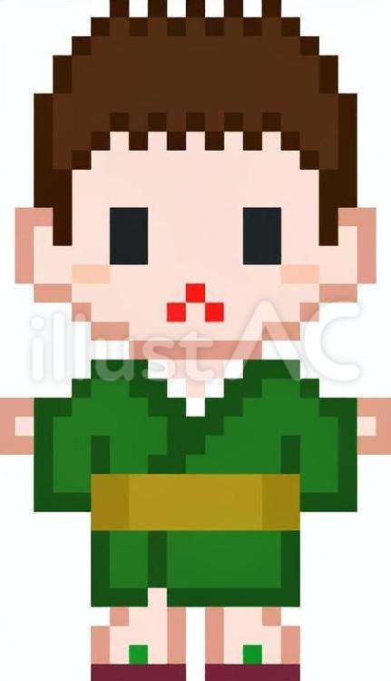 ドット絵の深緑の浴衣の男の子です。 ドット絵,浴衣,シンプルのイラスト素材
