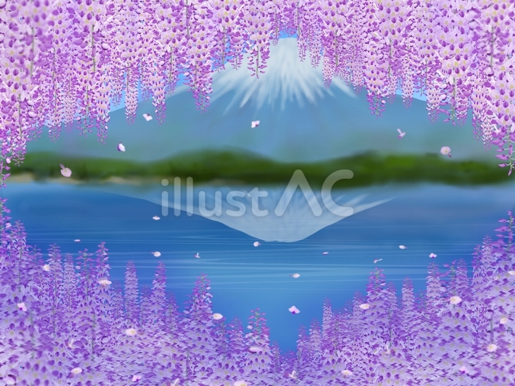 藤の花と富士山 藤,花,富士山のイラスト素材