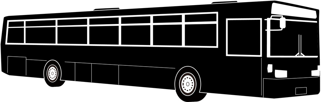 路線バスシルエット 路線バス,走行,公共交通,車体,斜め,大型,シルエットのイラスト素材