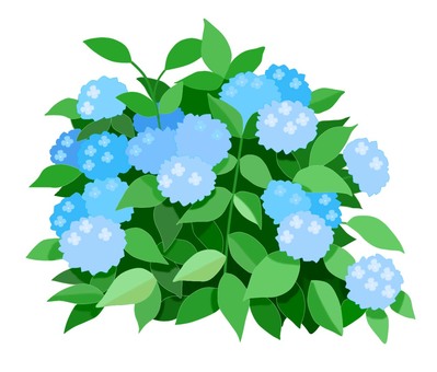 アジサイの木のイラスト シンプル 青