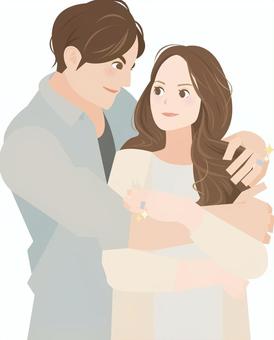 婚約者 婚約者 婚約,結婚,指輪,プロポーズ,ハグ,抱きしめる,カップル,スキンシップ,恋愛,恋人のイラスト素材