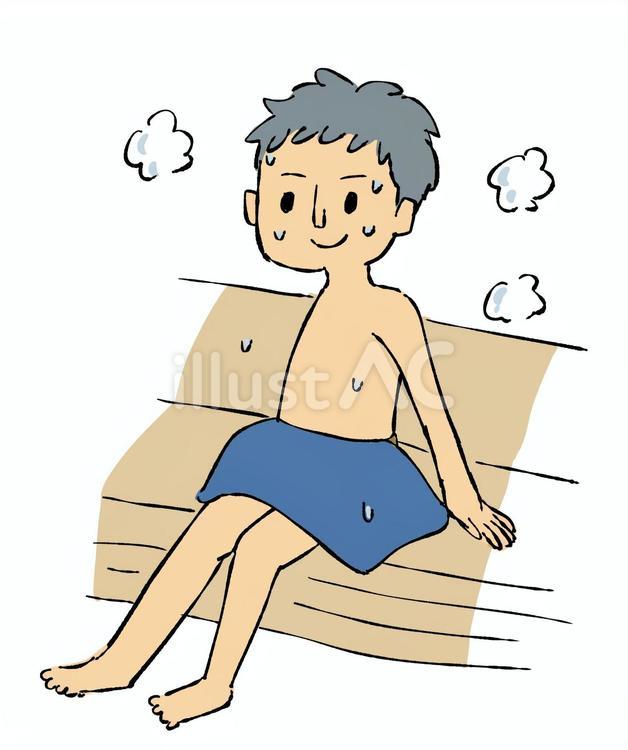 サウナで汗をかく男性 サウナ,健康,ヘルスのイラスト素材