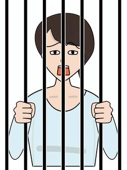牢獄女性　 牢獄,牢屋,逮捕,罪,捕まる,人物,若い,女性,イメージのイラスト素材