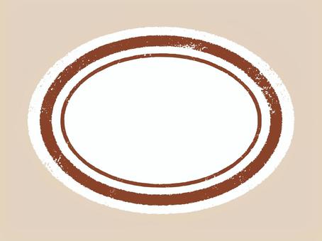 版画風横長二重丸のフレーム01 フレーム,囲み,枠,囲み枠,背景枠,版画風,手書き,見出し,楕円形のイラスト素材