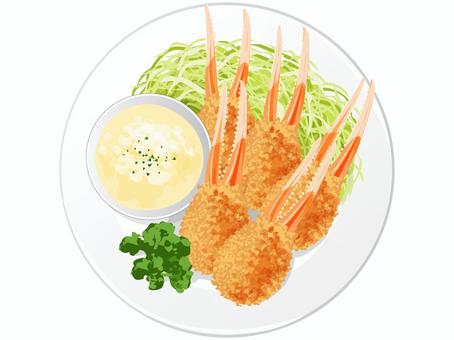 カニ爪フライ カニ爪フライ,洋食,揚げ物,料理,食べ物,カニ爪,キャベツ,千切り,パセリ,タルタルソースのイラスト素材