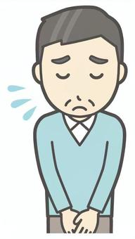 ニット中年男性-057-バスト  ニット中年男性-057-バスト おじぎ,おじさん,男性,中年,お父さん,パパ,シニア,ミドルエイジ,人物,かわいいのイラスト素材