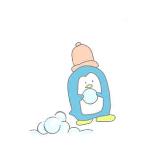 ほっこりペンギンのイラスト/シンプル・冬 ペンギン,冬,シンプル,かわいい,手描き,ゆるい,イラスト,癒やし系,ワンポイント,キャラクターのイラスト素材