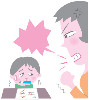 叱られる 叱られる,叱る,怒る,怒られる,母親,教育,子供,テスト,0点,しょんぼりのイラスト素材