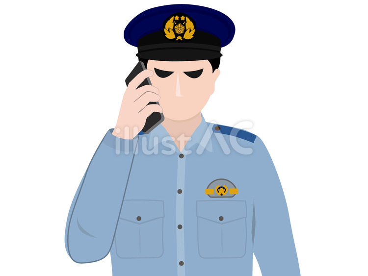 警察官になりすまし　スマホで騙す 警察官,警察,警官のイラスト素材