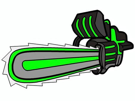 チェーンソーのアイコン『緑』 チェーンソー,伐採,解体,工具,道具,刃,回転,モチーフ,カラー,機械のイラスト素材