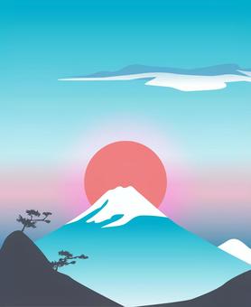 Sunset and Mount Fuji, , JPG, PNG and AI