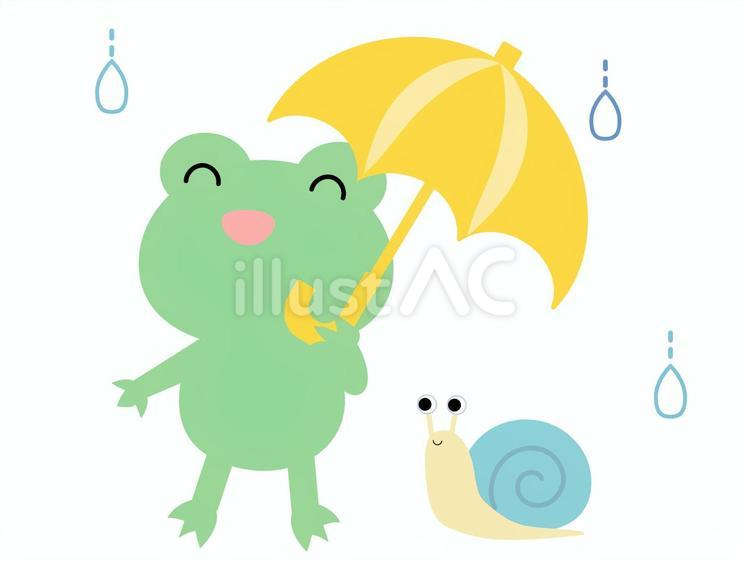 梅雨　カエルとカタツムリ カエル,カタツムリ,梅雨のイラスト素材